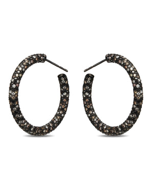 Mixed Black Diamond Hoop Earrings