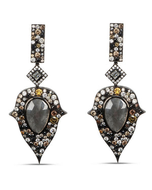 Mixed Diamond Three Tier Drop Earrings