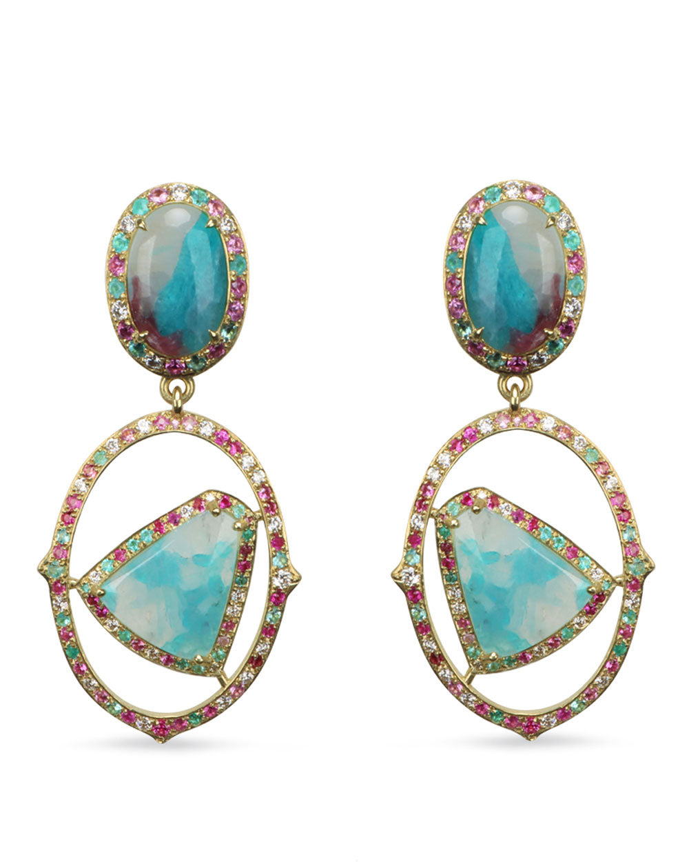 Paraiba Pink Sapphire and Diamond Earrings