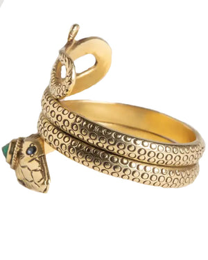Gold Emerald Snake Eye Ring