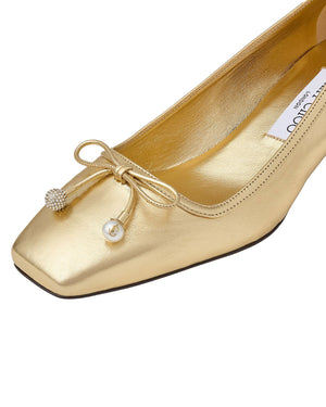 Elme 45mm Metallic Nappa Leather Pumps in Gold