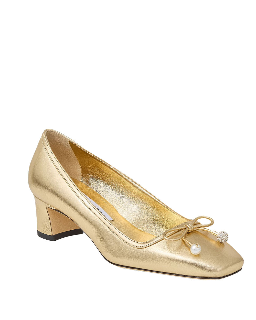 Elme 45mm Metallic Nappa Leather Pumps in Gold