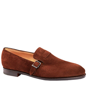 Delano II Suede Buckle Loafer in Brown