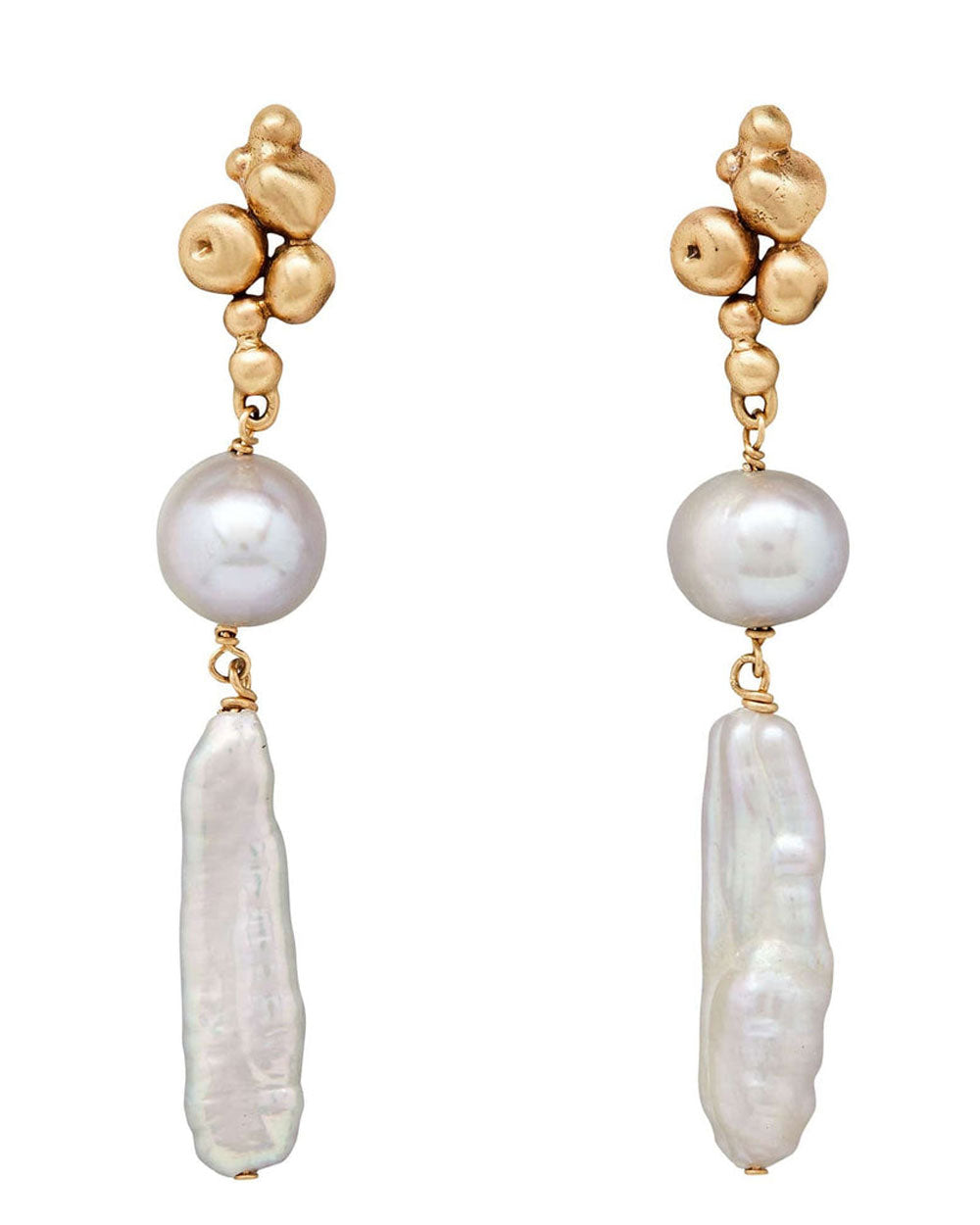 Ore Bronze Grey Pearl Earrings