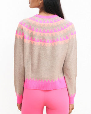 Pink and Brown Val Crewneck Sweater