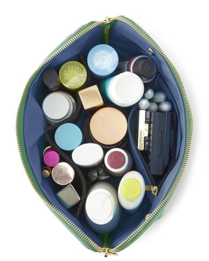 Medium Signature Makeup Bag in Green and Blue