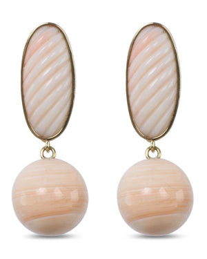 Carved Angelskin Coral and Cameo Earrings