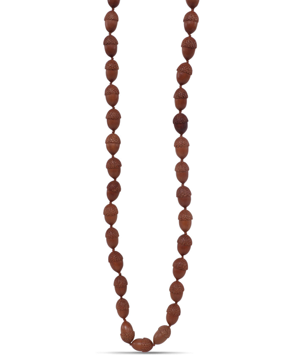 Single Strand Sawo Wood Acorn Necklace