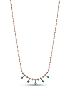 Emerald and Diamond Cresent Necklace