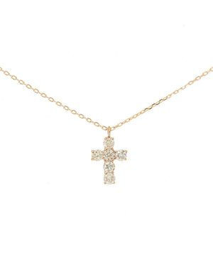 Yellow Gold and Diamond Cross Necklace