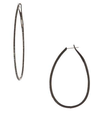 Black Diamond Oval Hoop Earrings