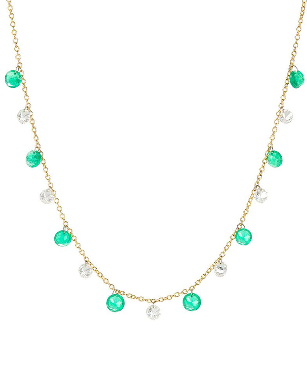 Floating Emerald and Diamond Necklace
