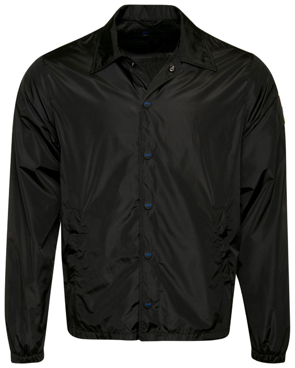Black Full Button Nylon Shirt Jacket