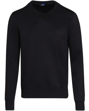 Black Neoprene Tonal Logo Crewneck Sweatshirt