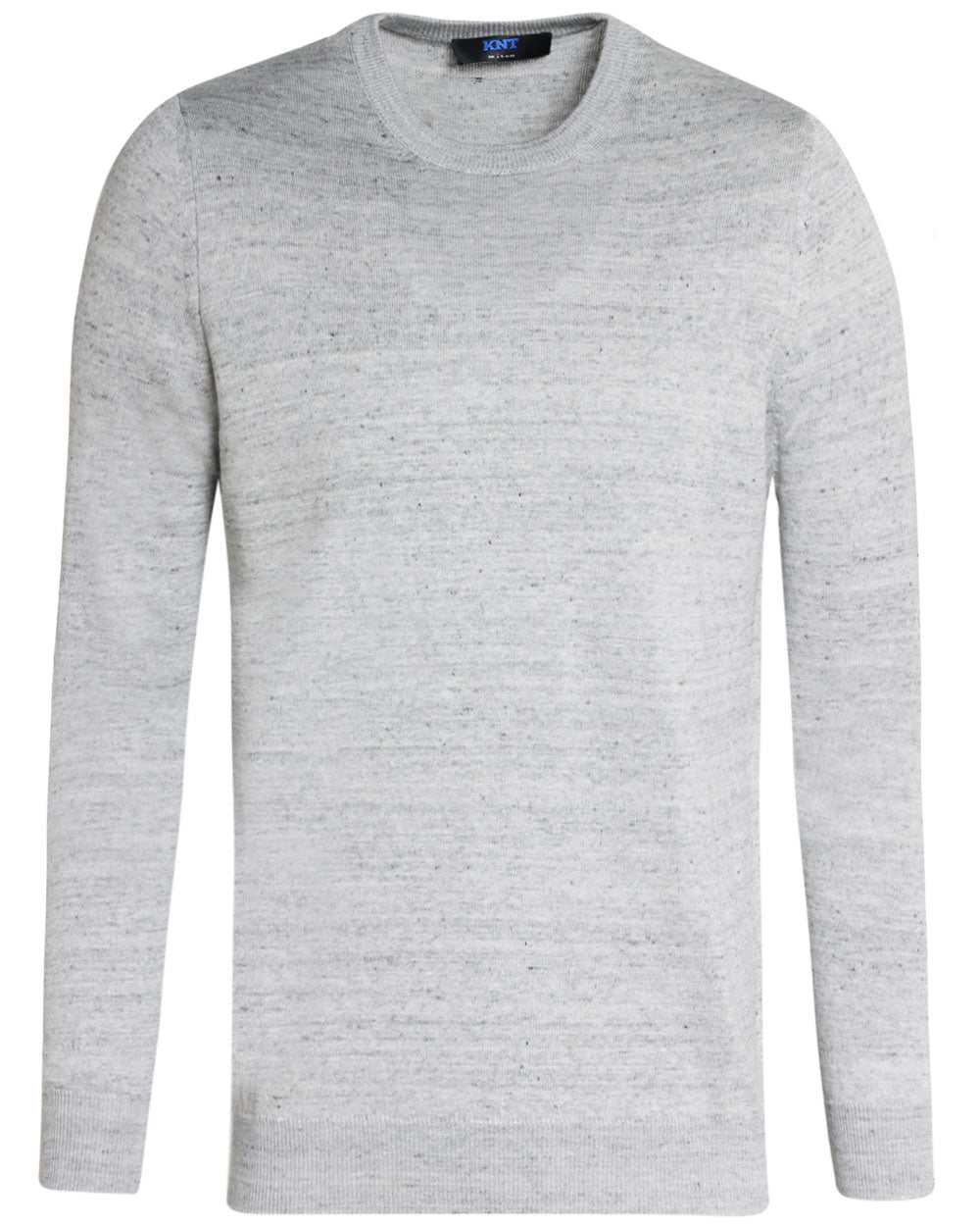 Light Grey Linen Blend Crewneck Sweater