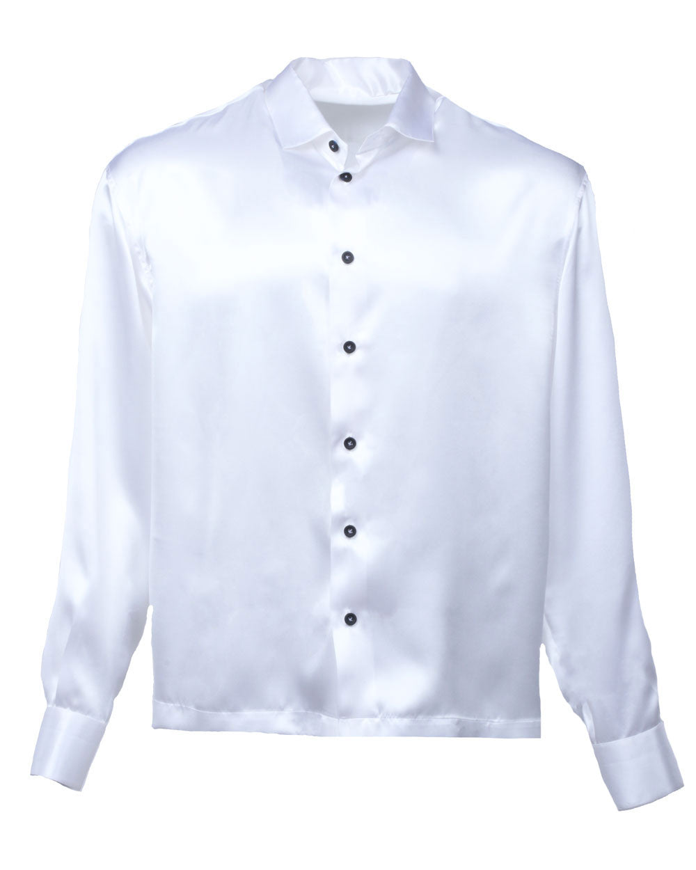 White Long Sleeve Silk Sportshirt