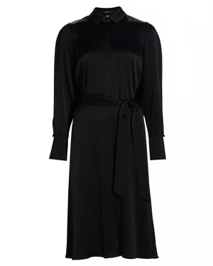 Black Satin Back Crepe Dress