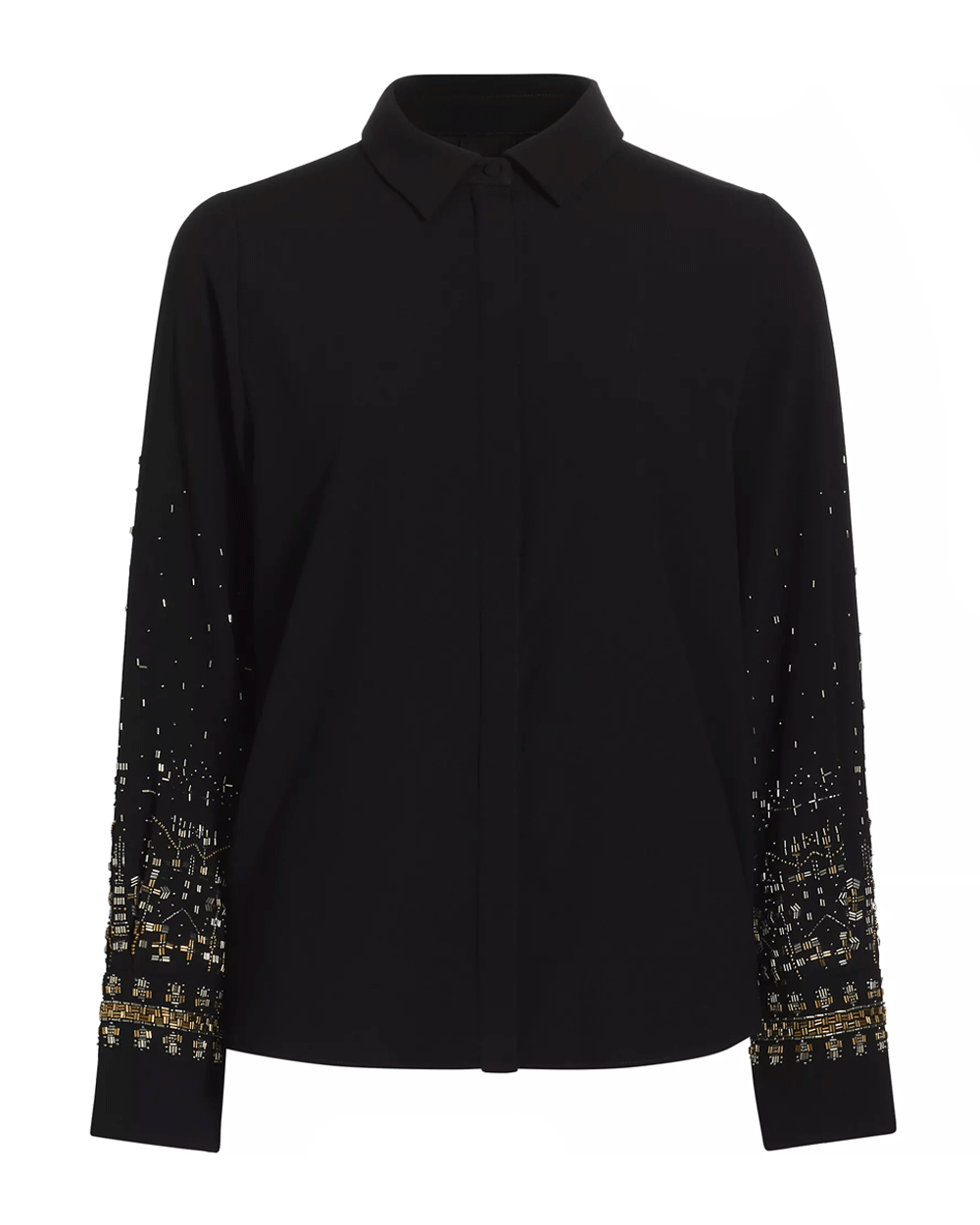 Black Chai Beaded Satin Blouse