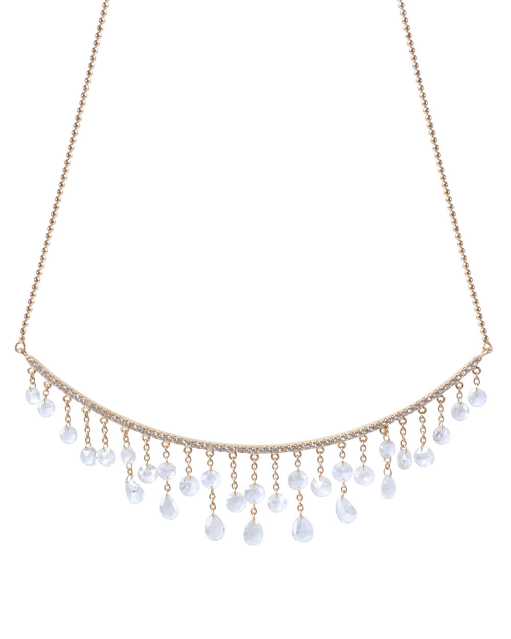 Diamond Droplet and Barbead Necklace