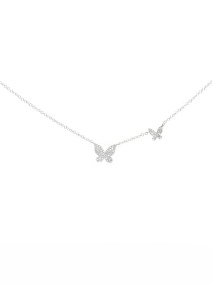 Double Diamond Butterfly Necklace