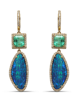 Emerald and Opal Drop Earrings