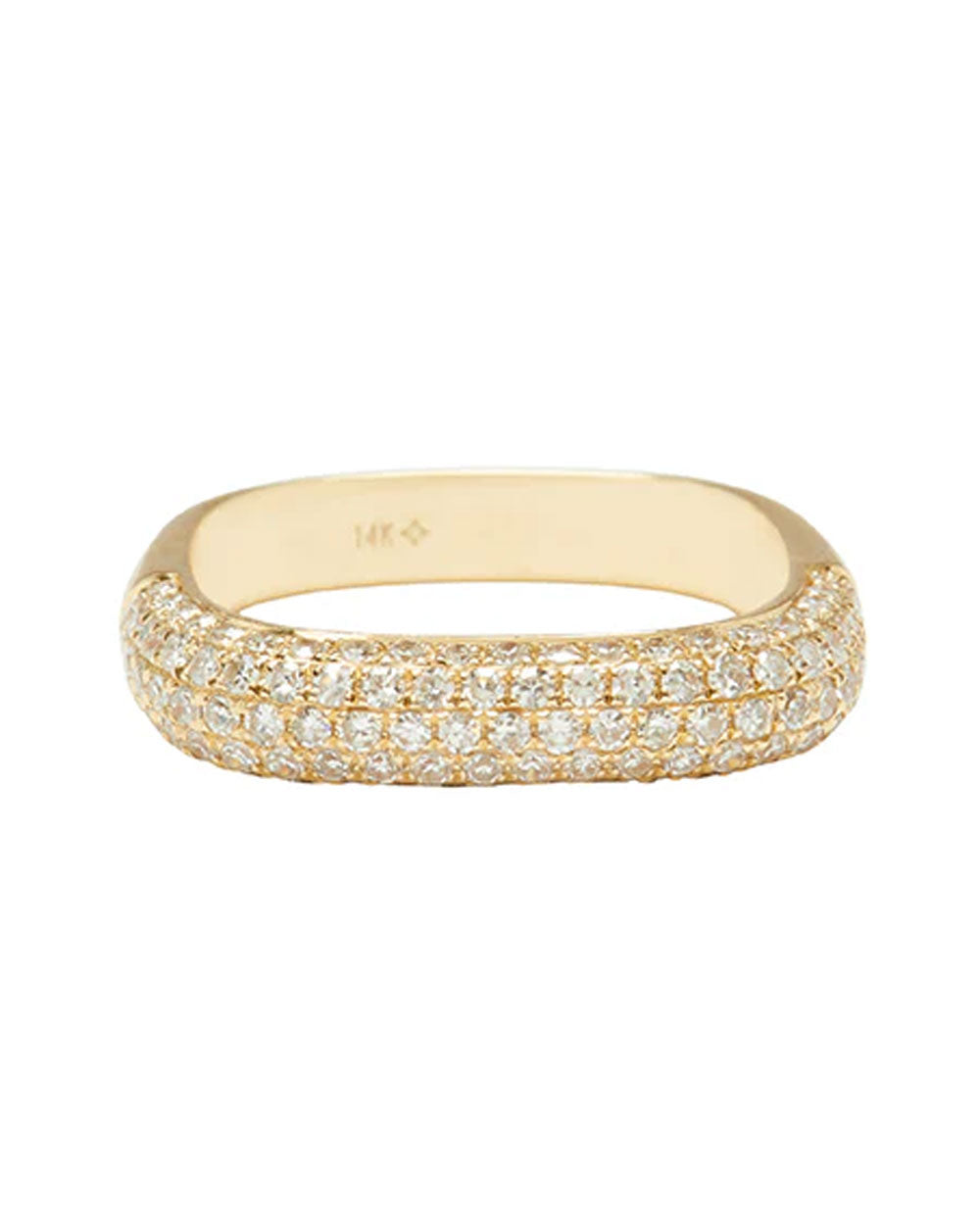 Gold Pavé Diamond Square Ring