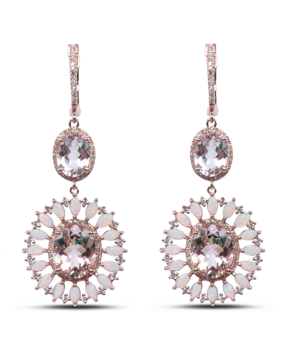 Opal and Morganite Drop Earrings