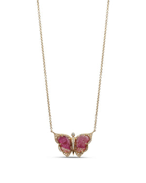 Pink Tourmaline Butterfly Necklace