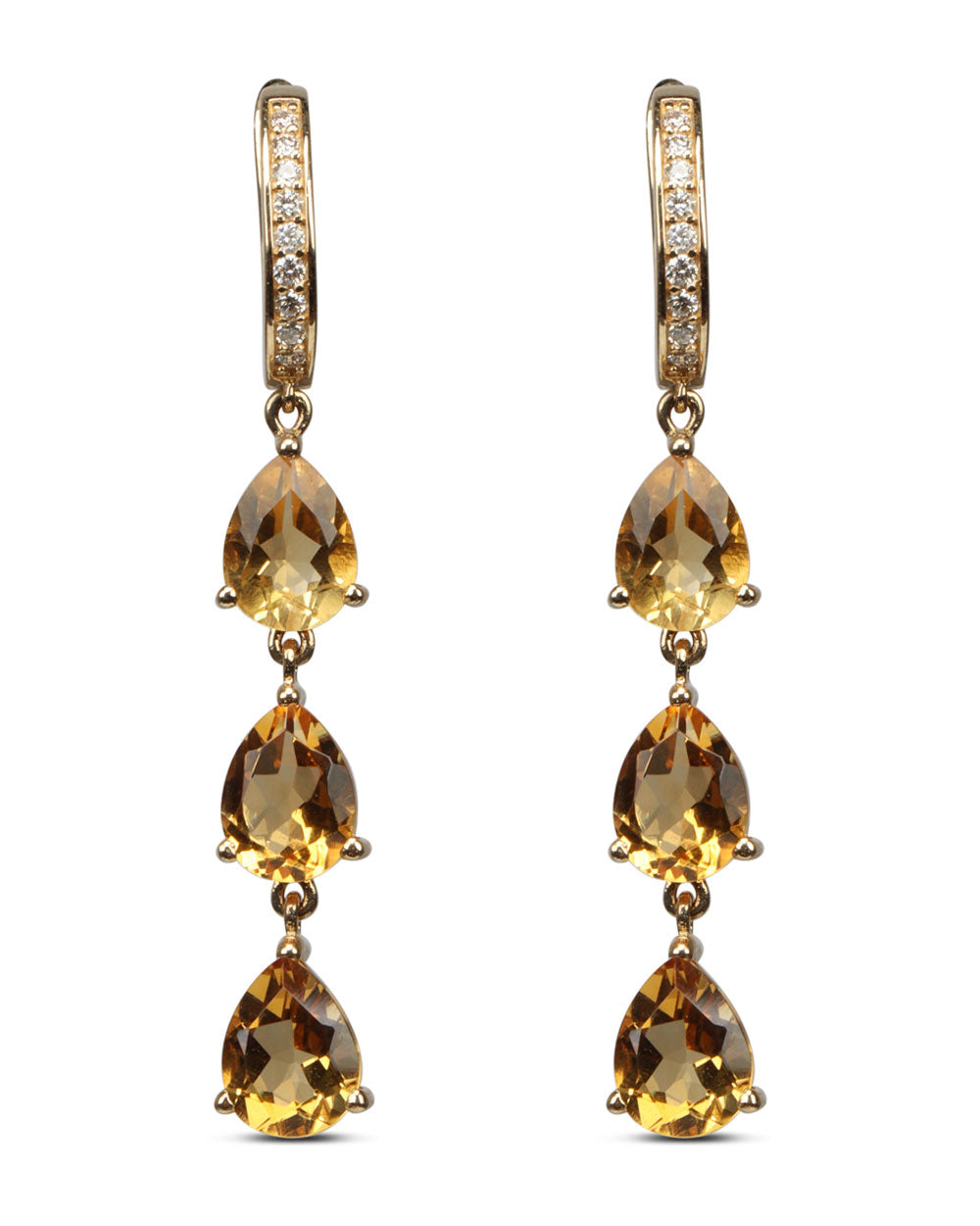 Triple Yellow Citrine Earrings