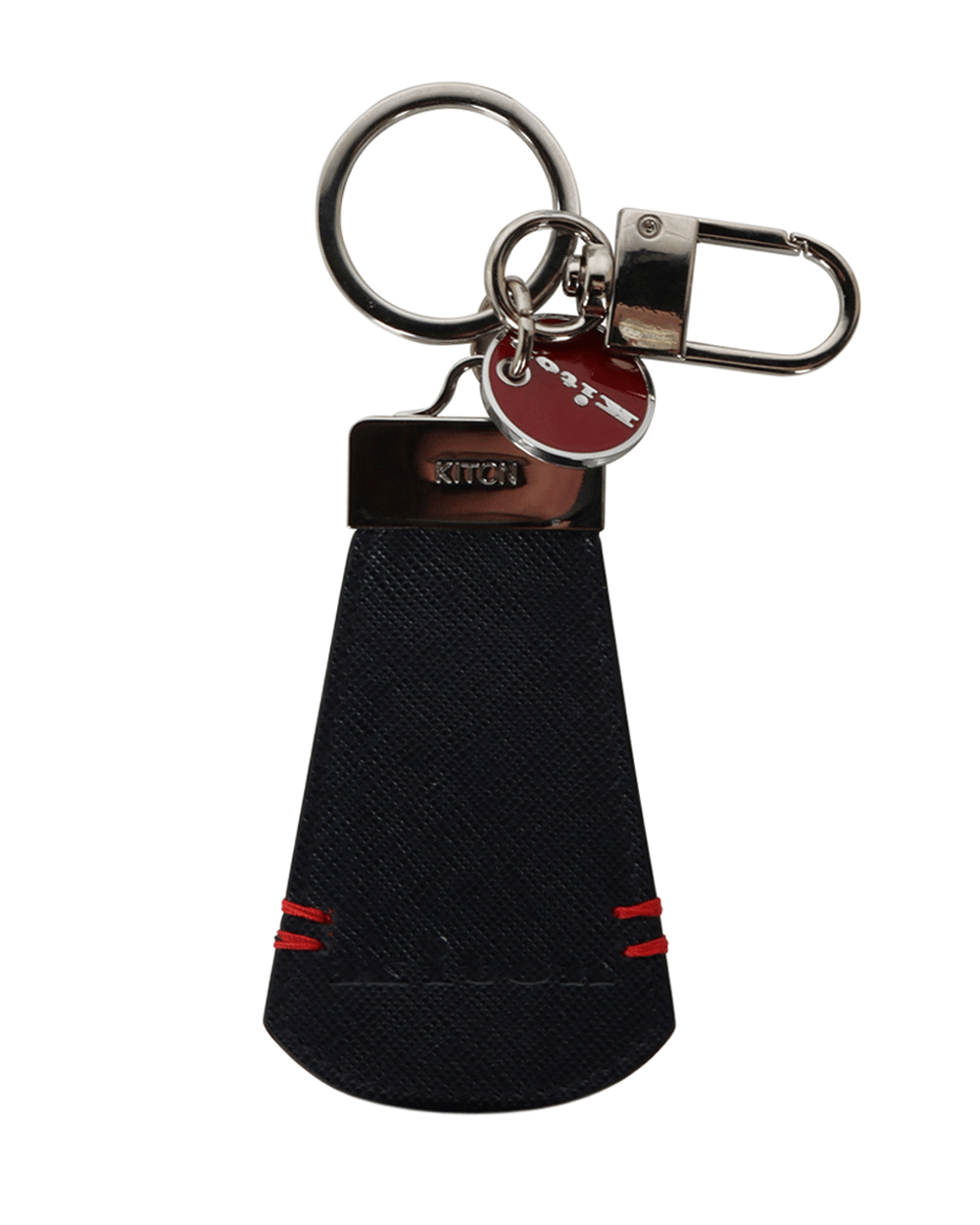 Navy Saffiano Leather Keychain