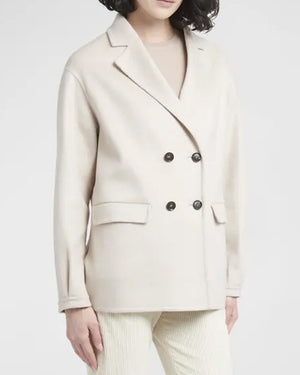Beige Cashmere Double Breasted Jacket