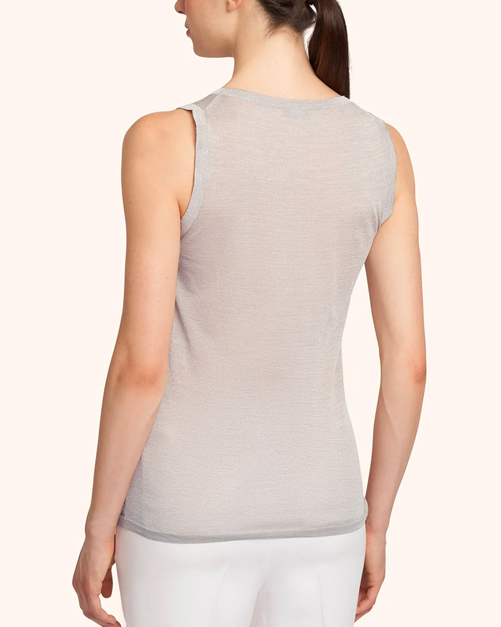 Beige Metallic Sleeveless Tank