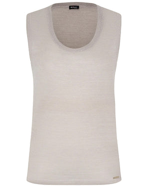 Beige Metallic Sleeveless Tank