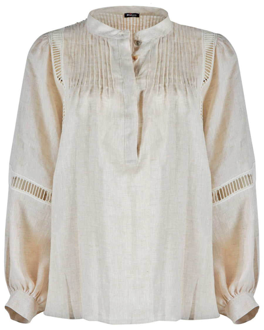 Beige Pintuck Blouse