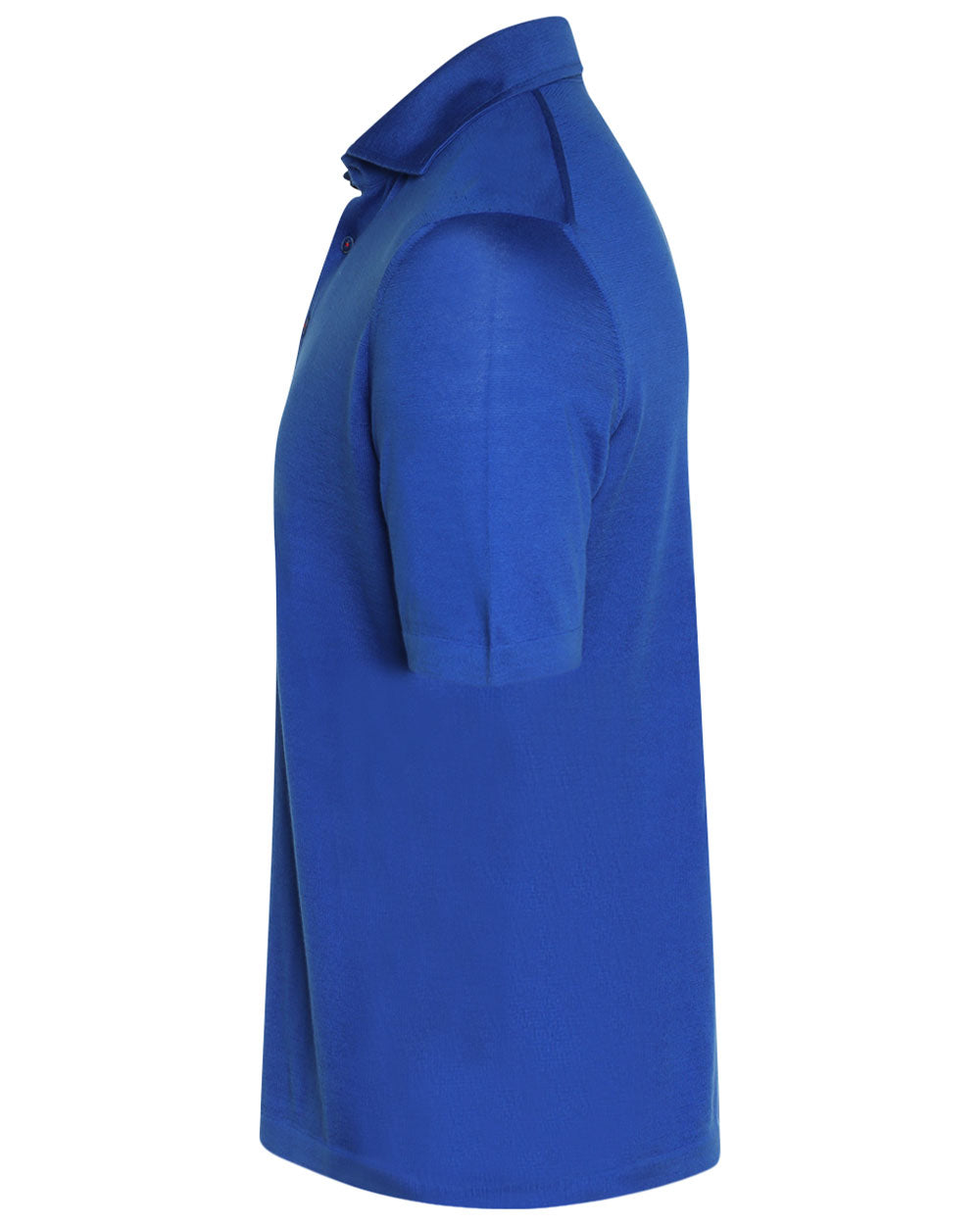 Blue Cotton Self Collar Short Sleeve Polo