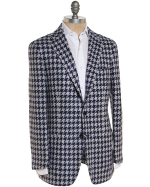 Blue and Silver Cashmere Exploded Houndstooth Sportcoat