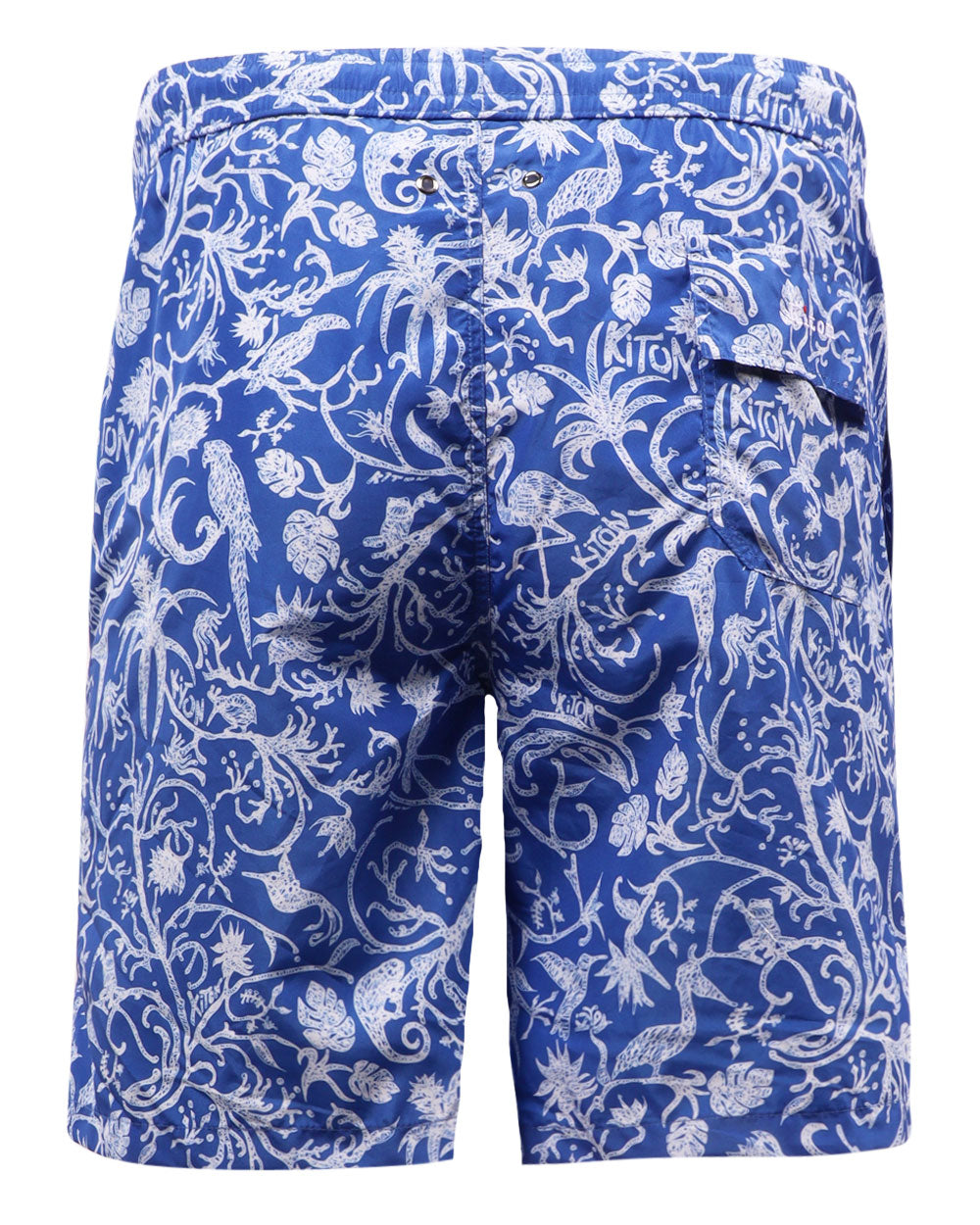 Blue and White Print Swim Shorts