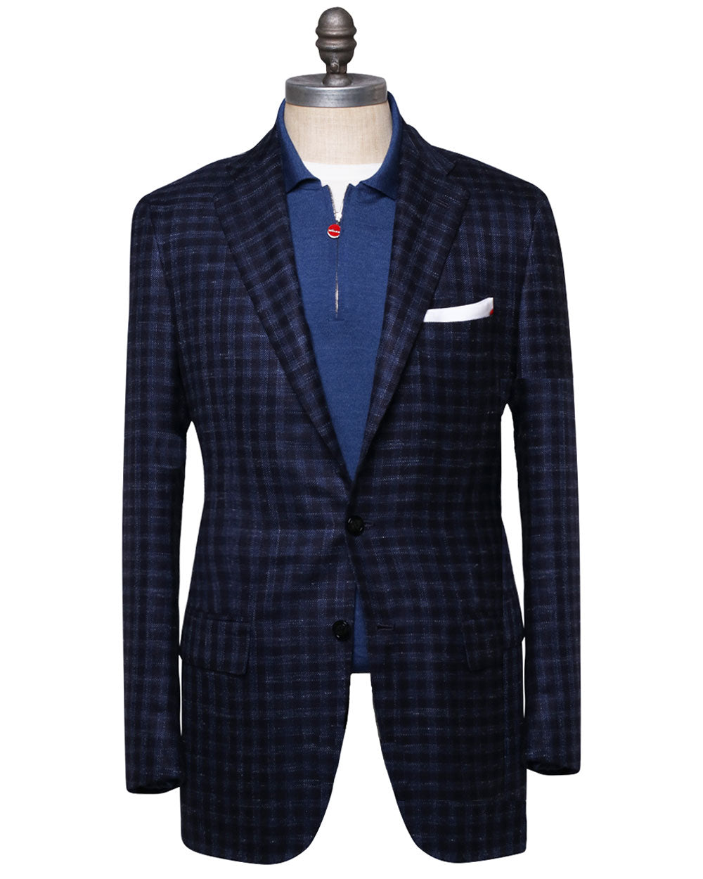 Kiton Blue and Dark Navy Check Sportcoat – Stanley Korshak