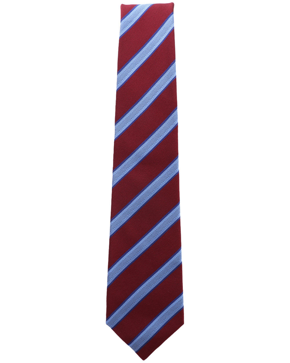Burgundy and Blue Striped Silk Tie