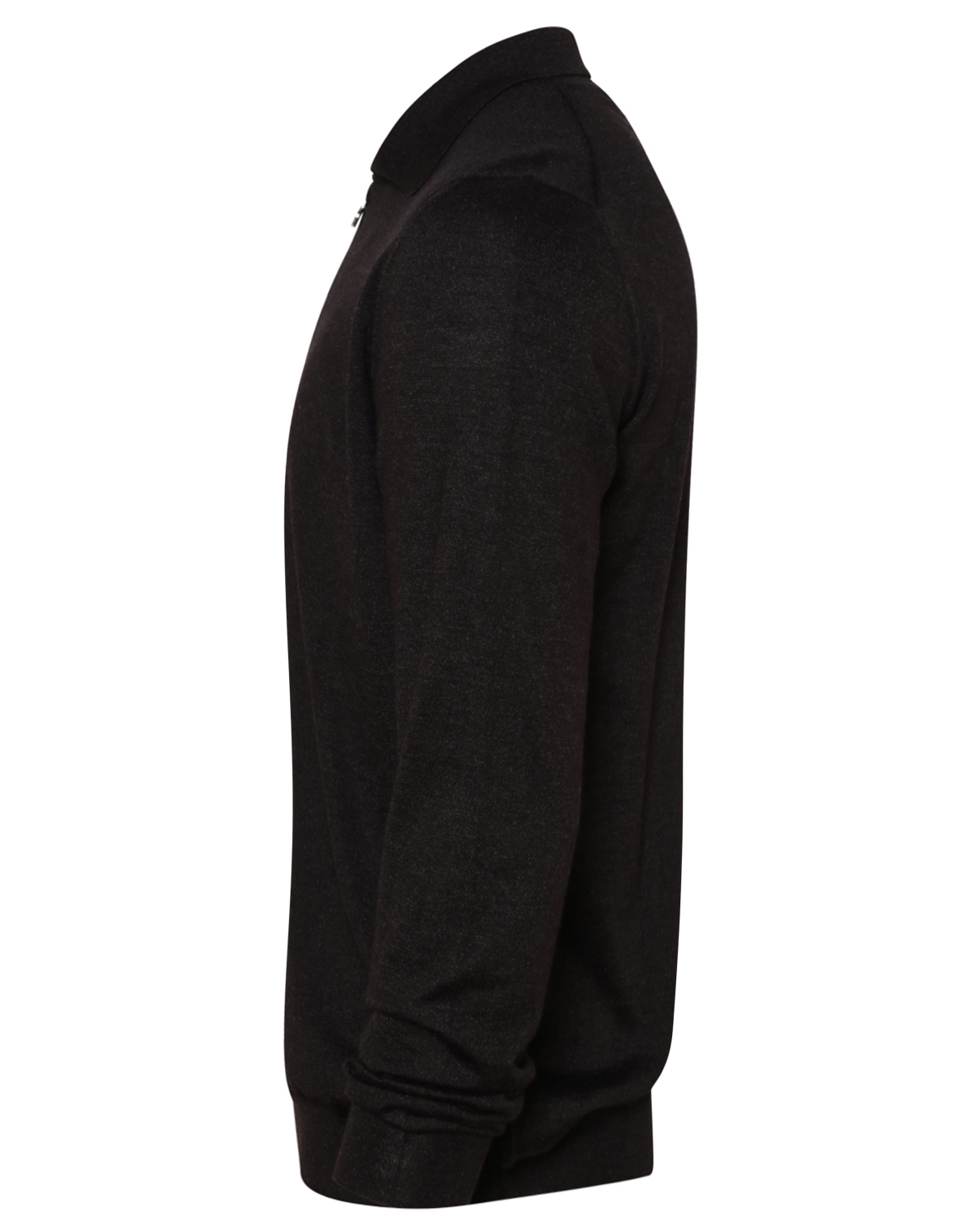 Charcoal Grey Cashmere and Silk Zip Polo
