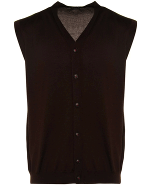 Chocolate Brown Full Button Vest