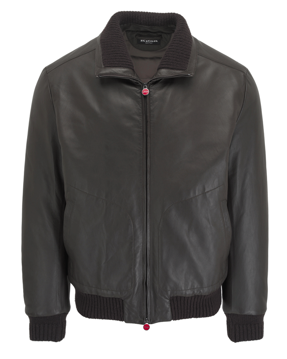 Dark Chocolate Leather Bomber Jacket