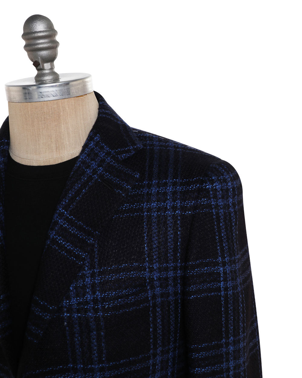 Dark Navy and Electric Blue Cashmere Blend Plaid Sportcoat