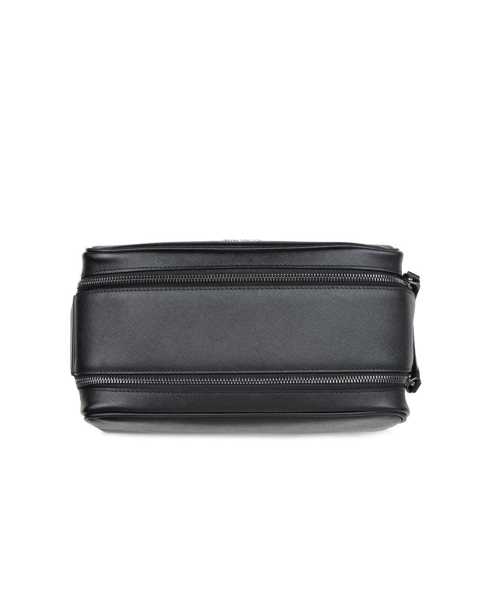 Double Zip Saffiano Leather Dop Kit in Black