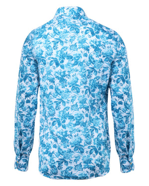 Turquoise Floral Print Sportshirt