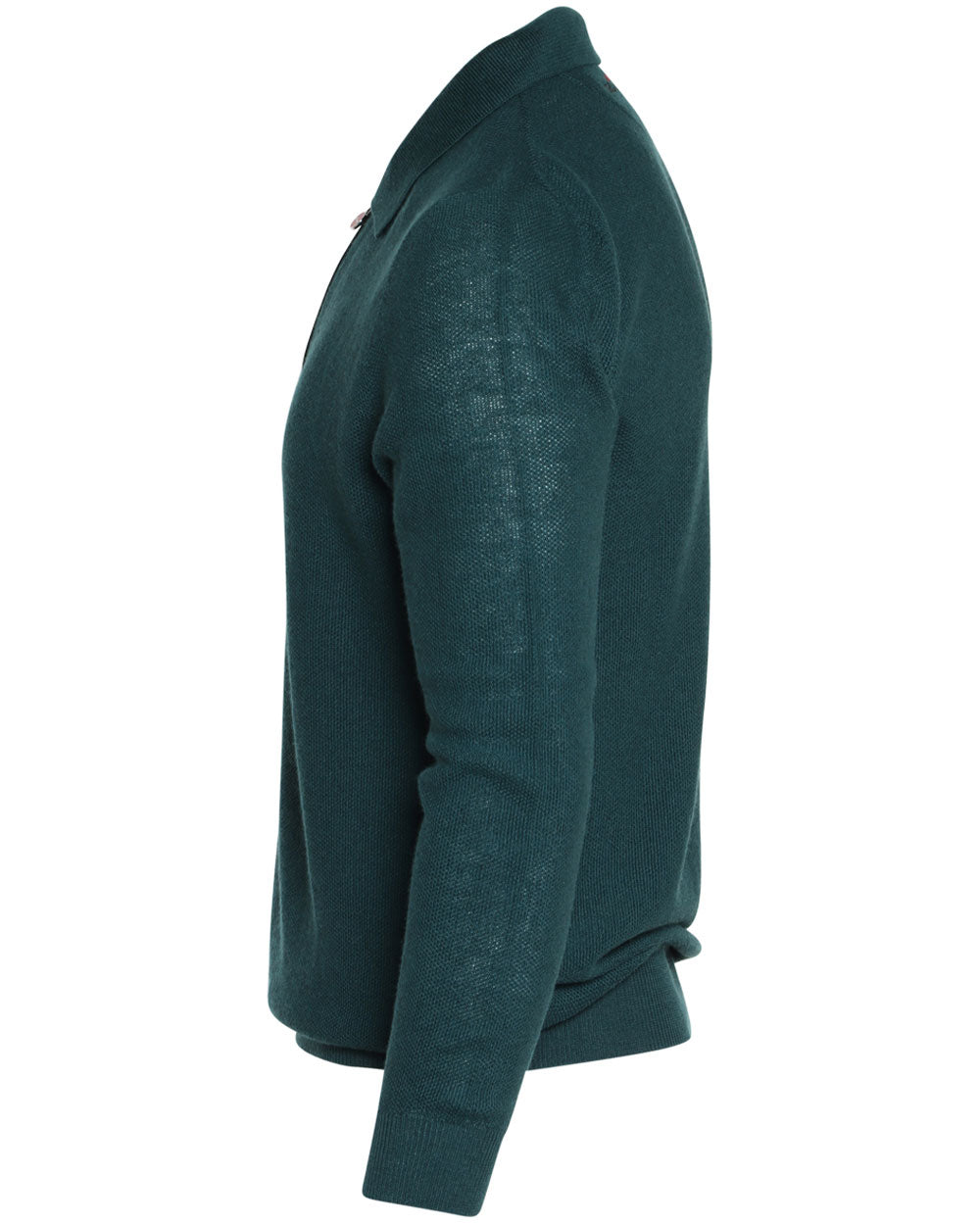 Forest Green Linen Blend Knit Quarter Zip Sweater