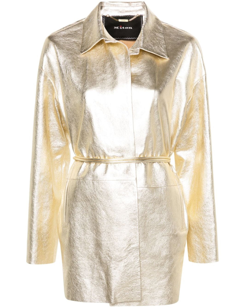 Gold Belted Leather Jacket