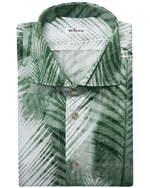 Green Washed Palm Print Sportshirt