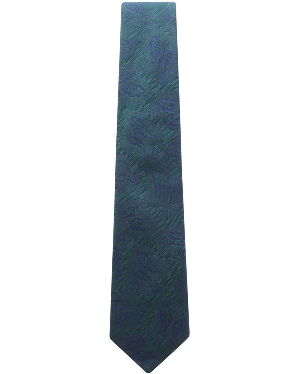 Green and Navy Tonal Paisley Silk Tie