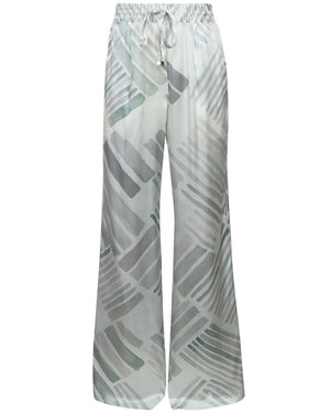 Grey and Azure Geometric Straight Leg Pant